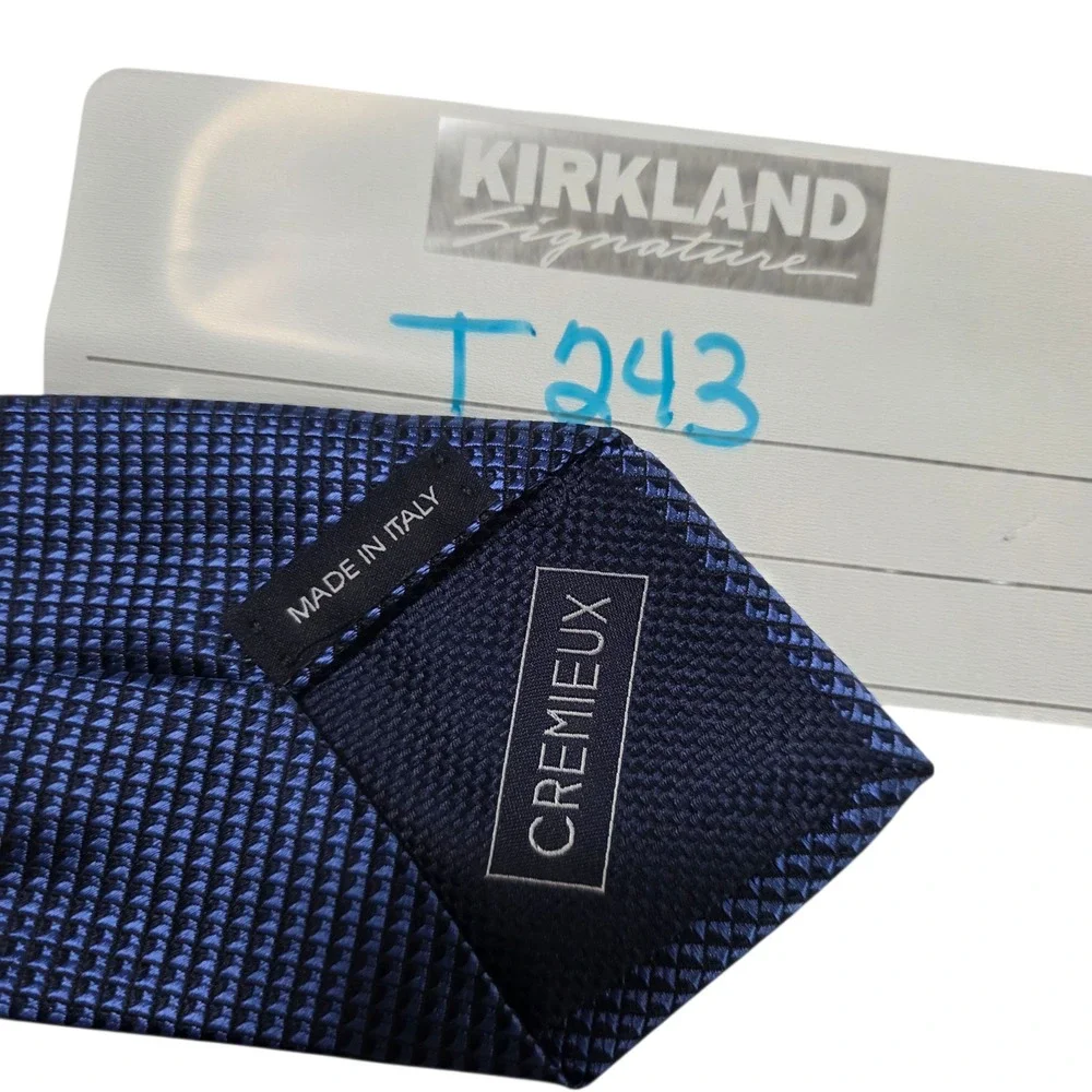Cremieux Mens Classic Necktie‎ Blue Geometric Grid Silk Made In Italy Designer
